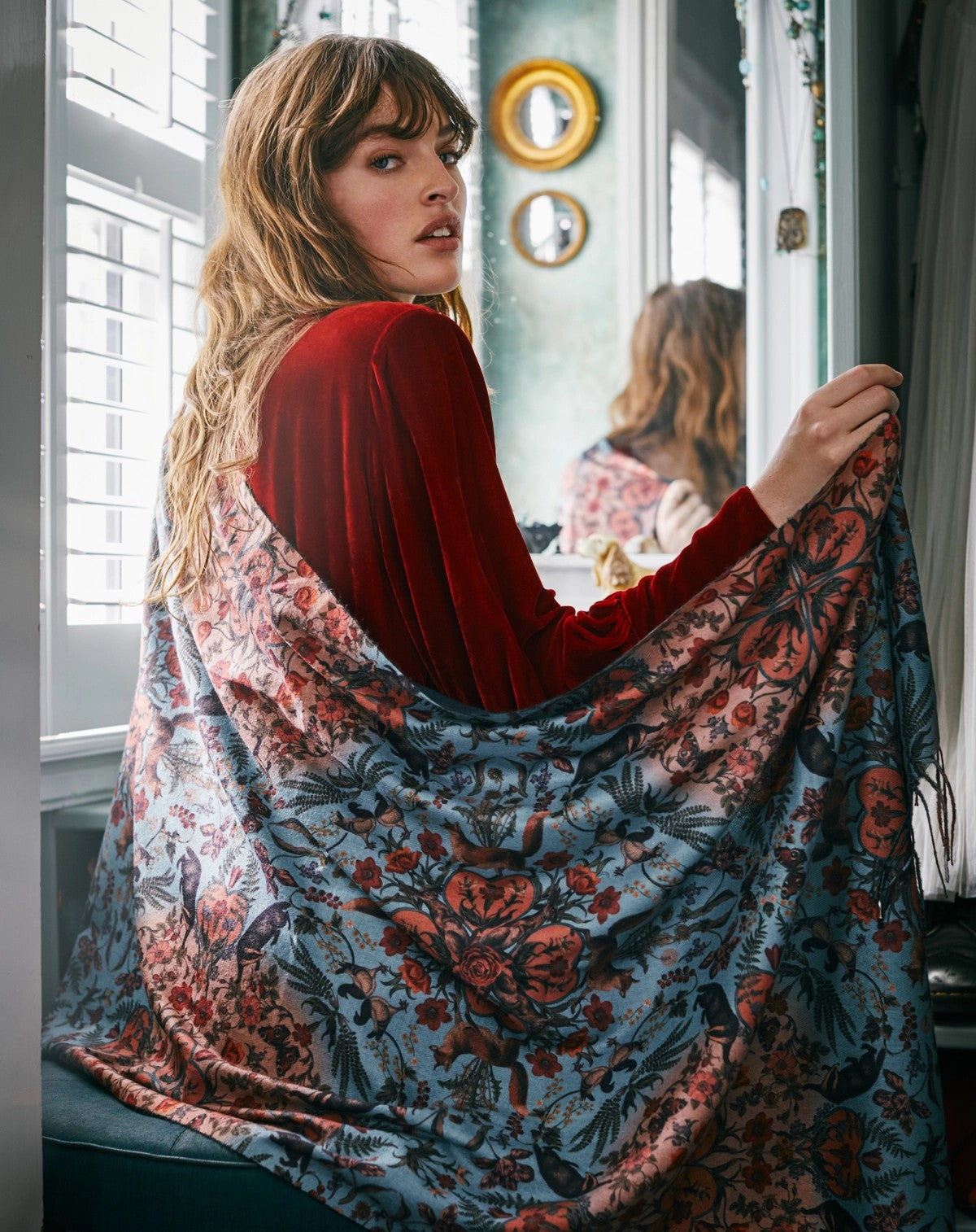 Paksu Huivi Kettu - Folksy Fox Teal