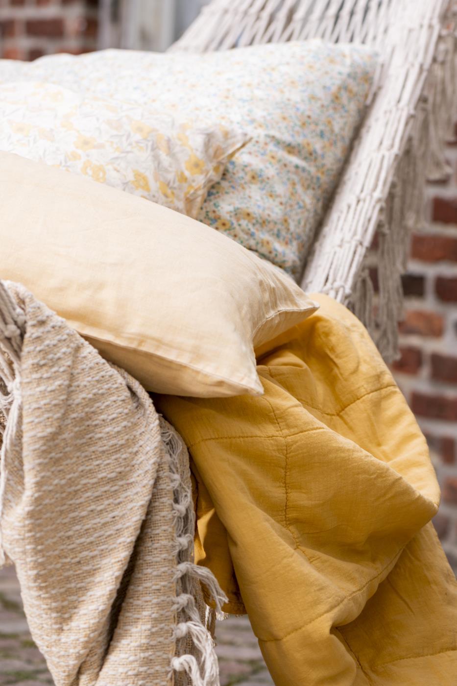 Torkkupeitto - Vintage quilt kivipesty 130 x 180 cm Keltainen - Lemon drop