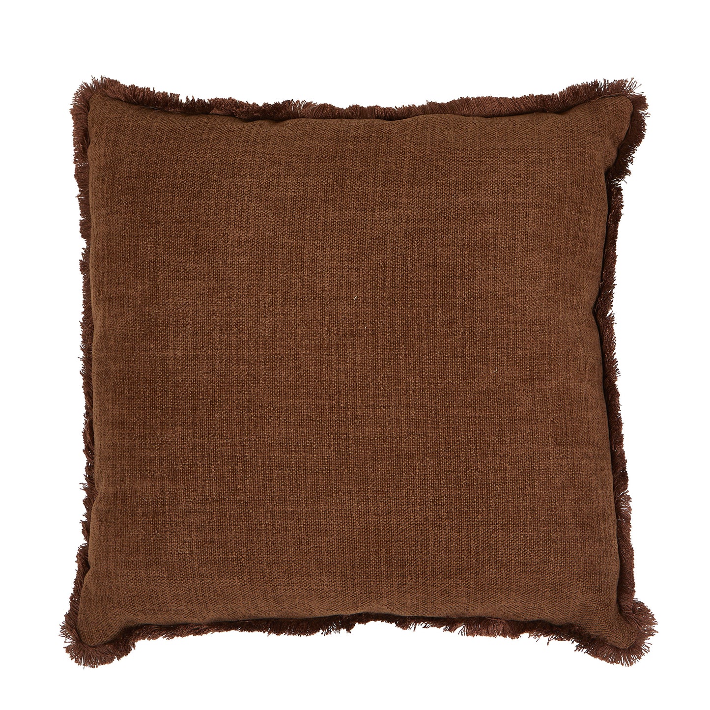 Tyynynpäällinen Chenille hapsureunat Tummanruskea 45 x 45 cm