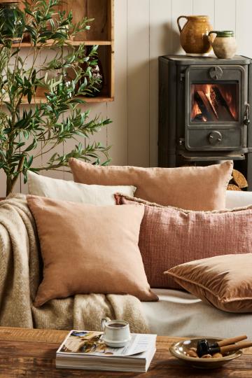 Samettityynynpäällinen Vintage – kuluneen näköinen Punaruskea - Camel 50 x 50 cm