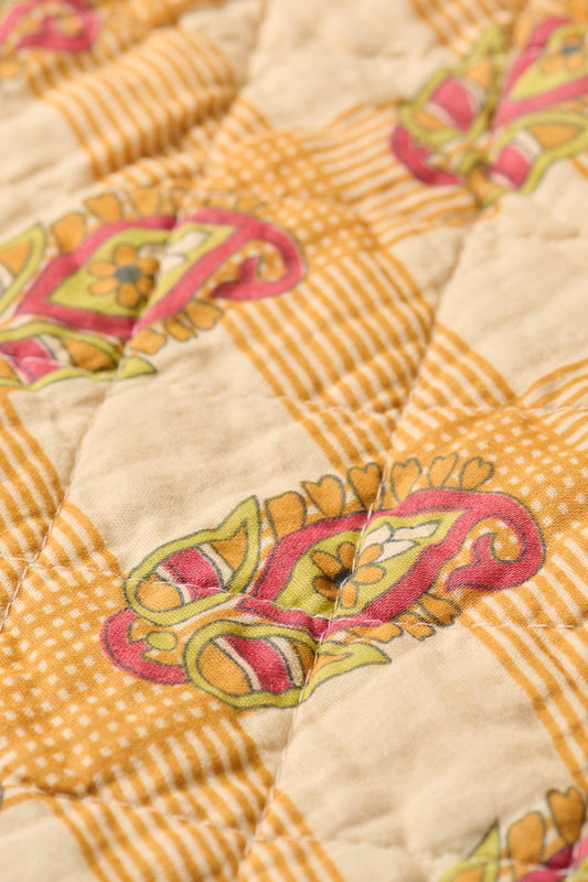 Puuvillatäkki Indian Sari keltaruutu