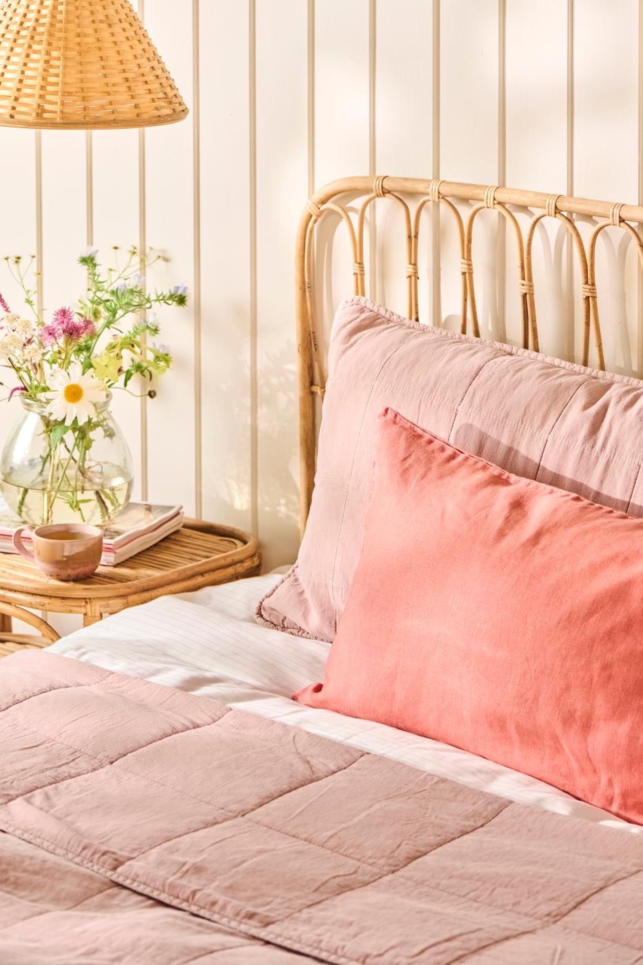 Päiväpeitto - Vintage quilt kivipesty 240 x 240 cm Vaaleanpunainen - Dusty Pink