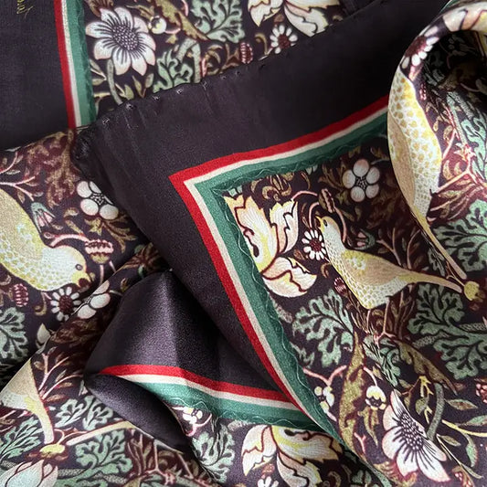 Silkkihuivi William Morris Strawberry Thief 90 x 90 cm