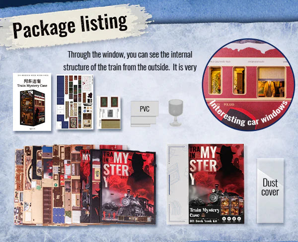 DIY Minimaailma kirjahyllyyn – Train Mystery Book Nook (sis. pölysuojan)