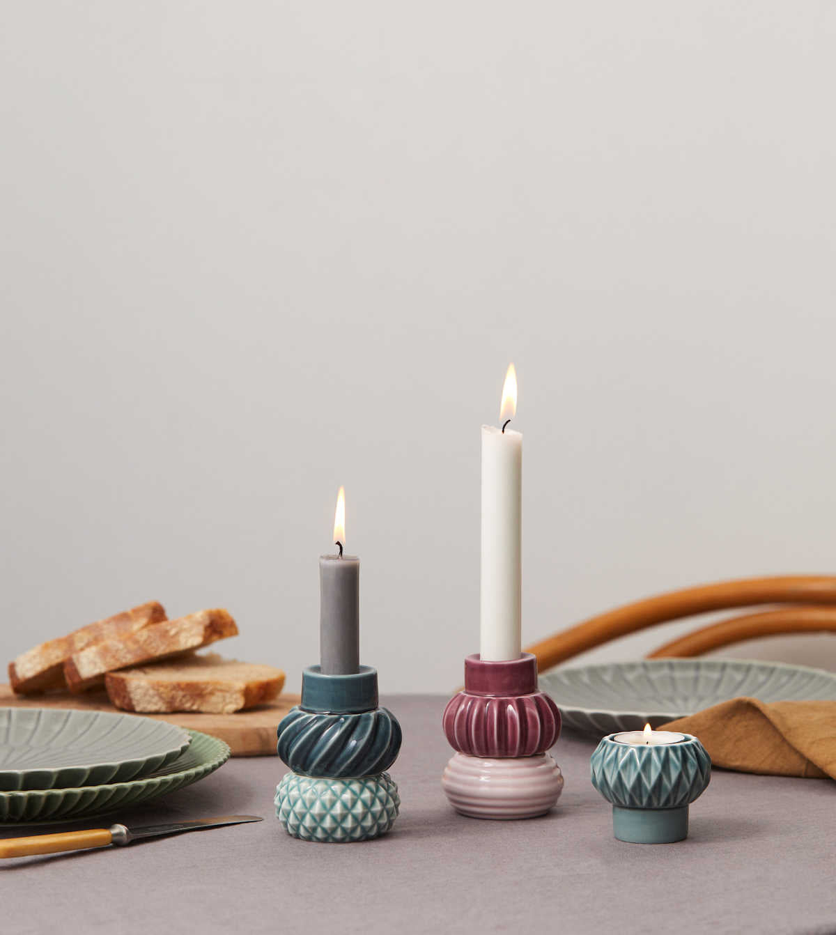 Kaksiosainen kynttilänjalka Petrol & Peacock - Samsurium