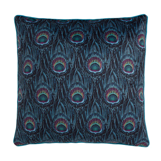 Tyynynpäällinen Riikinkukonsulka turkoosi 55 x 55 cm (kaksipuolinen)