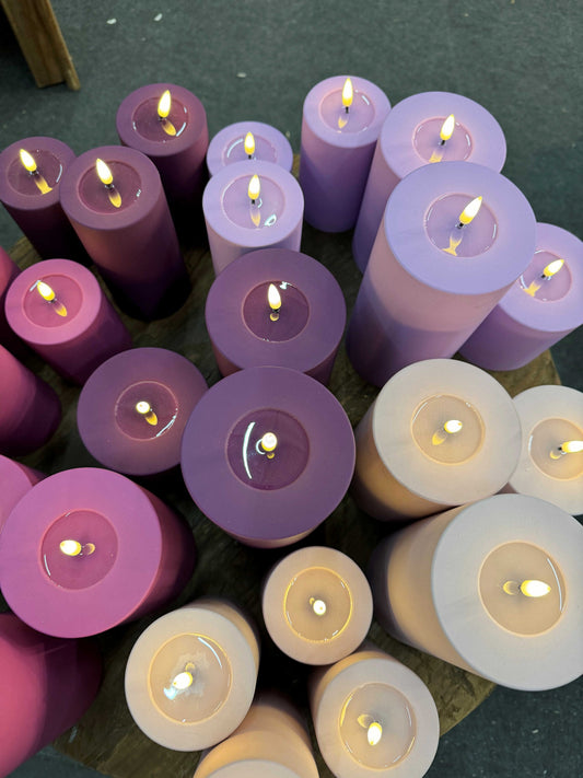 Led-kynttilä ulkokäyttöön Tumma pinkki (Magenta) halk. 10 cm