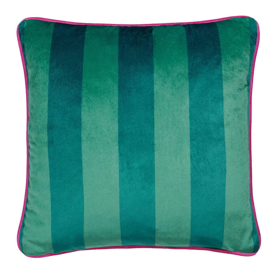 Tyynynpäällinen Papukaija turkoosi pohja/raita 43 x 43 cm (kaksipuolinen)