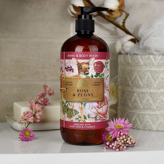Nestesaippua Ruusu ja pioni - Rose and Peony Hand and Body Wash 500 ml