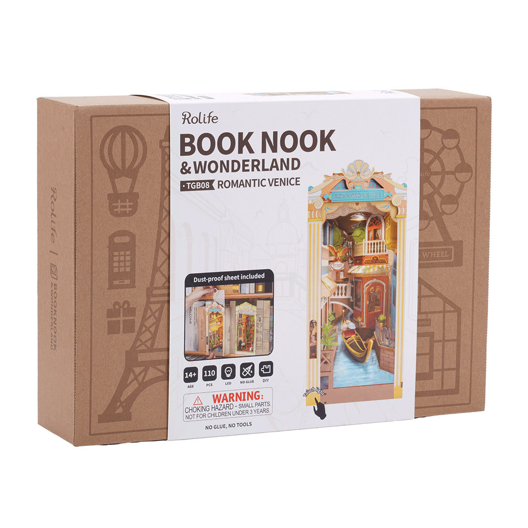 DIY Minimaailma kirjahyllyyn – Romantic Venice Book Nook sis. pölysuojan