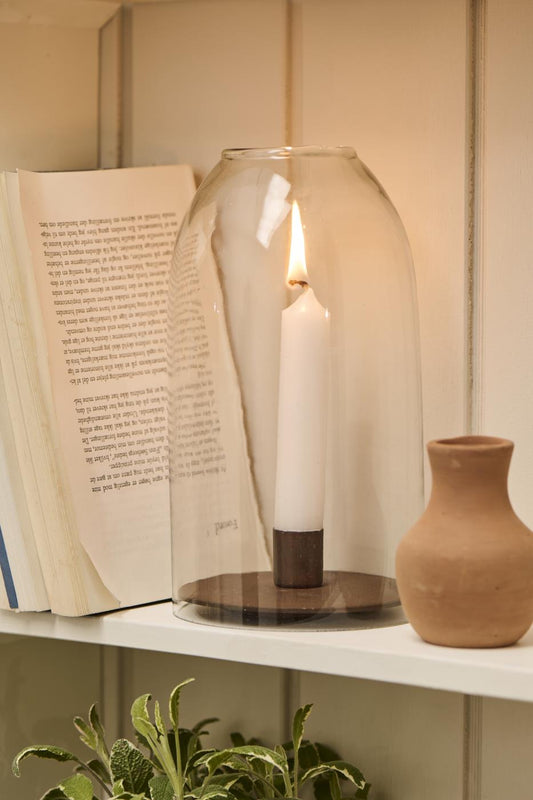 Avoin lasikupu kynttilälle tai kasville 20.5 cm, halkaisija 11 cm