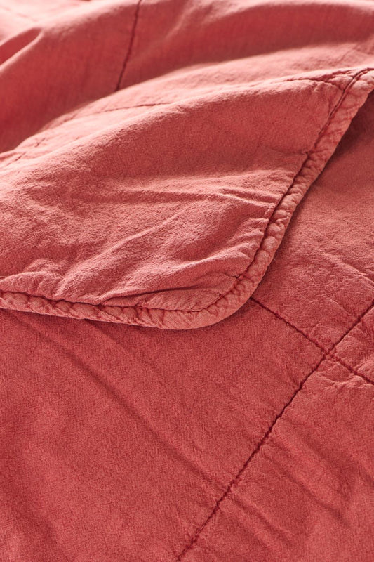 Torkkupeitto - Vintage quilt kivipesty 130 x 180 cm Meloninpunainen - Melon