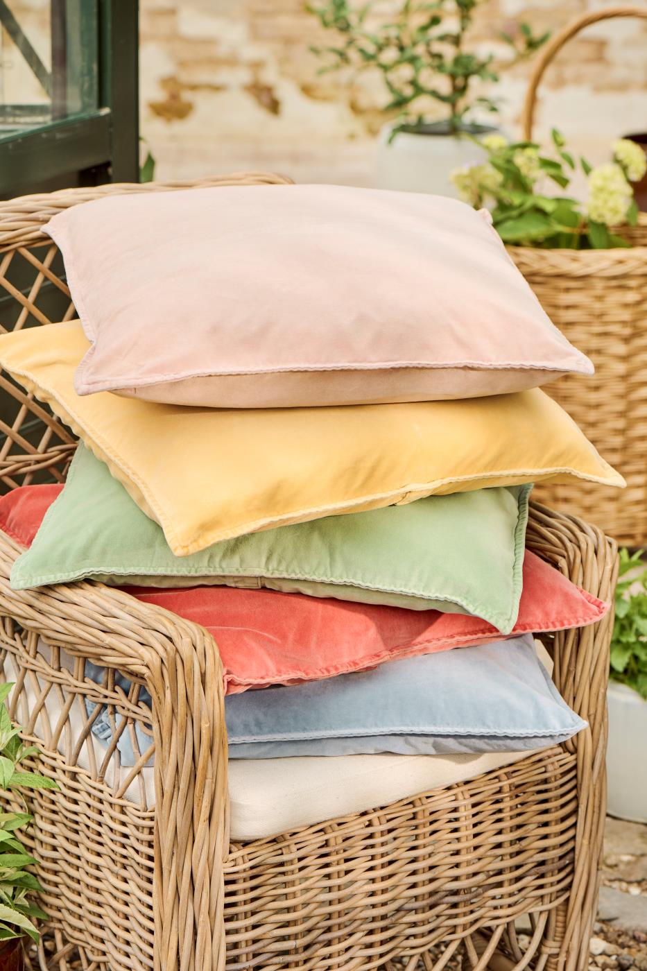 Samettityynynpäällinen Vintage – kuluneen näköinen Vaaleanvihreä - Pistachio 50 x 50 cm