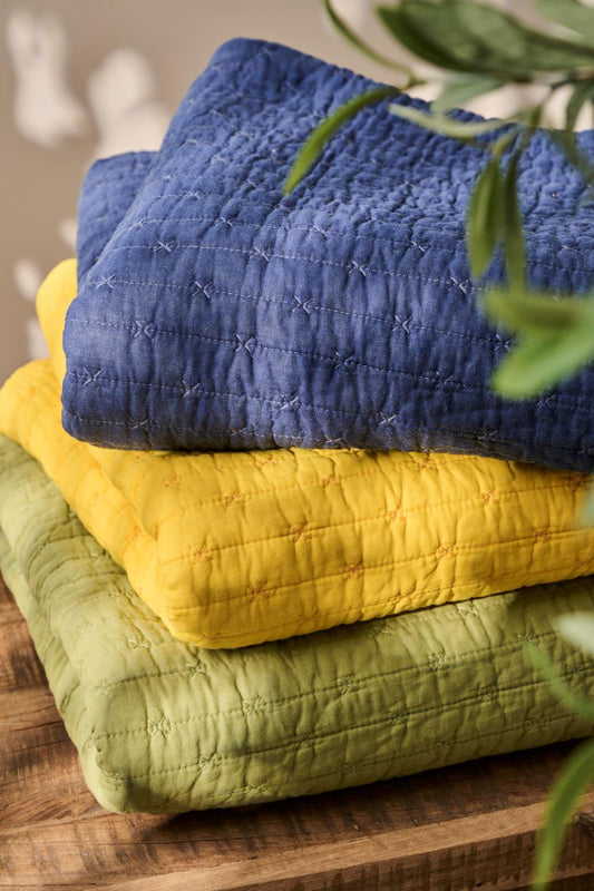 Puuvillatäkki Vihreä - Herbal Green rasti-tikkaus