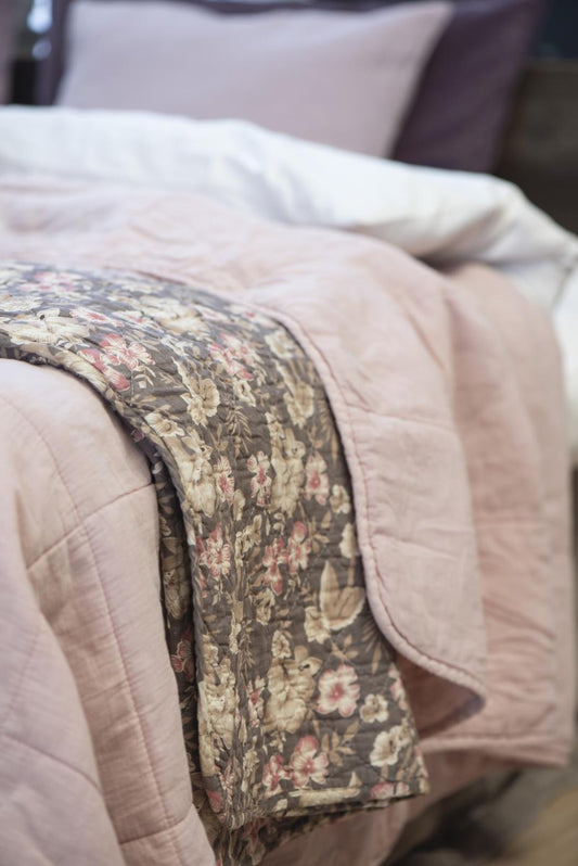 Päiväpeitto - Vintage quilt kivipesty 240 x 240 cm Vaaleanpunainen - Rose shadow