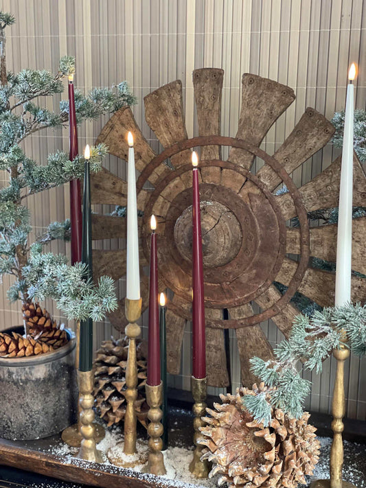 Oliivinvihreä (Olive Green) Led antiikkikynttilä kork. 28 cm 2 kpl