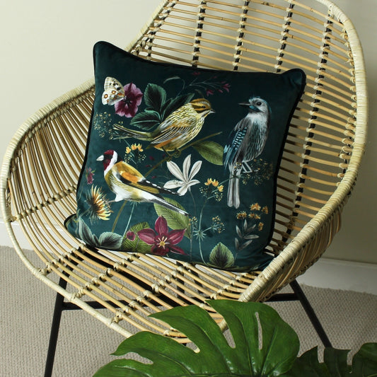 Tyynynpäällinen Midnight Garden Birds vihreä 43 x 43 cm
