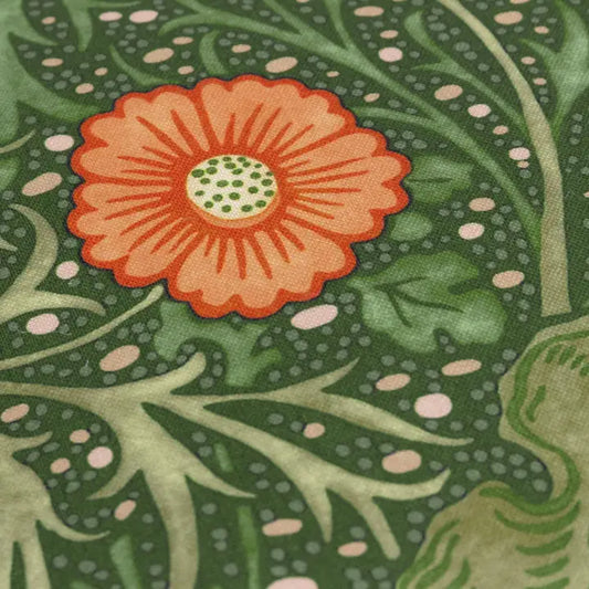 Tyynynpäällinen joka sopii ulkokäyttöön William Morris Seaweed Forrest Green 50 x 50 cm