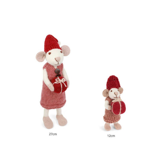 Tyttöhiiri ja lahjapaketti 12 cm huopakoriste