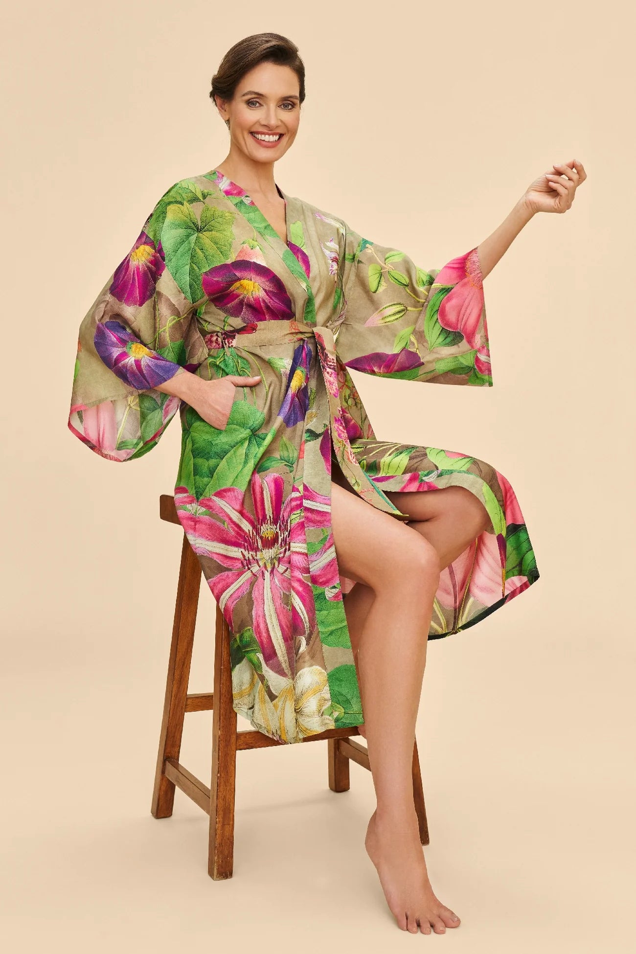 Kimono takki pitkä (reilu koko) Botanicals
