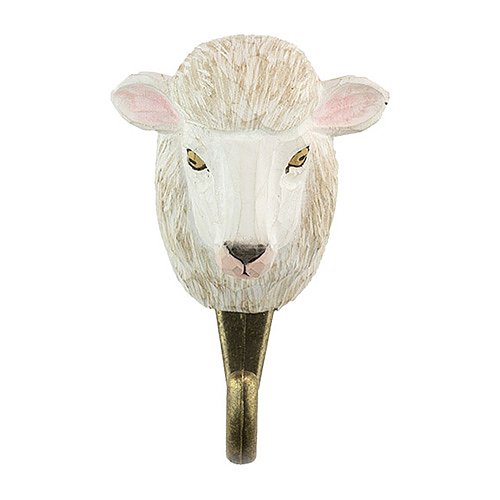 Käsin veistetty seinäkoukku Lammas