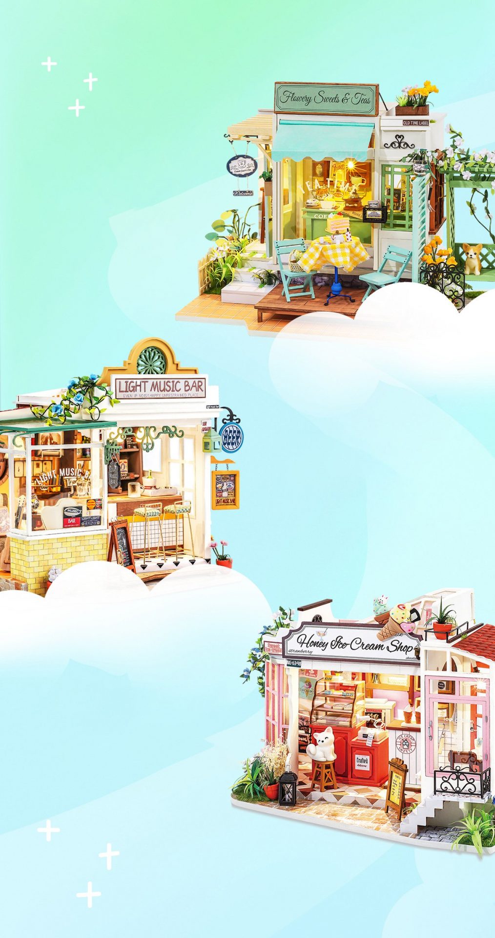 DIY Miniatyyritalo Flowery Sweets & Teas -Teehuone / kahvila
