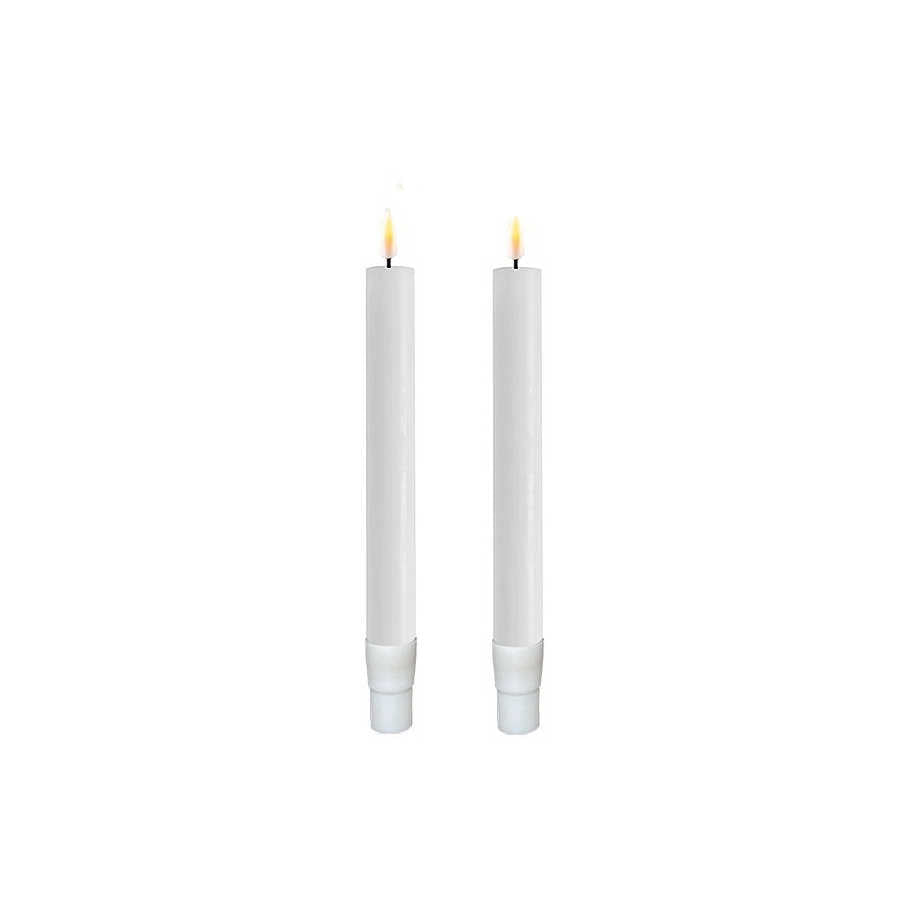 Ohuet led-kruunukynttilät Valkoinen 2 kpl