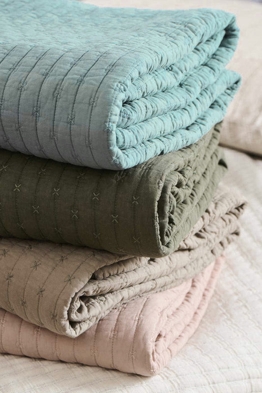 Puuvillatäkki vaaleanpunainen rasti-tikkaus