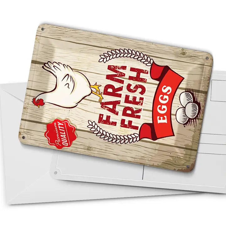 Peltikyltti Valkoinen Kana - Farm Fresh Eggs