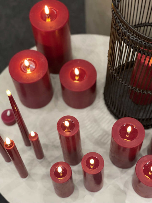 Joulunpunainen (Bordeaux) Led kruunukynttilä kork. 24 cm 2 kpl