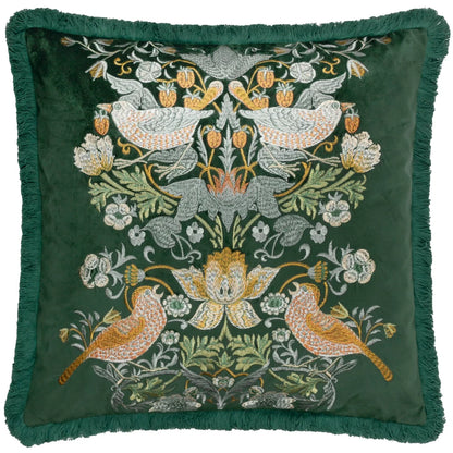 Tyynynpäällinen Strawberry Thief brodeerattu Vihreä - Forest 50 x 50 cm
