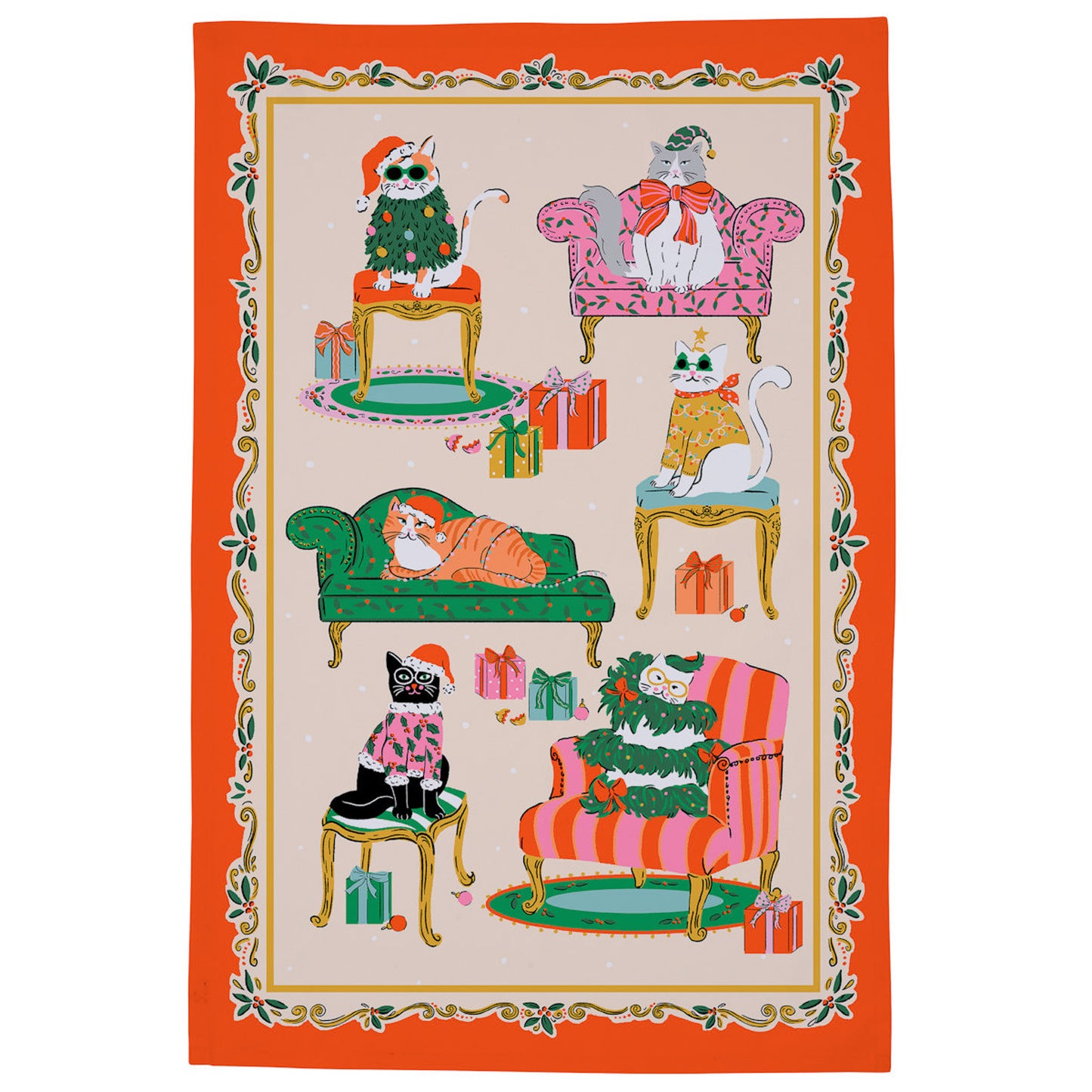 Keittiöpyyhe Christmas Cool Cats