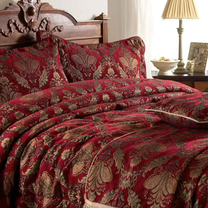 Nojatyynyn päällinen sänkyyn Jacquard chenille Burgundy 58 x 84 cm