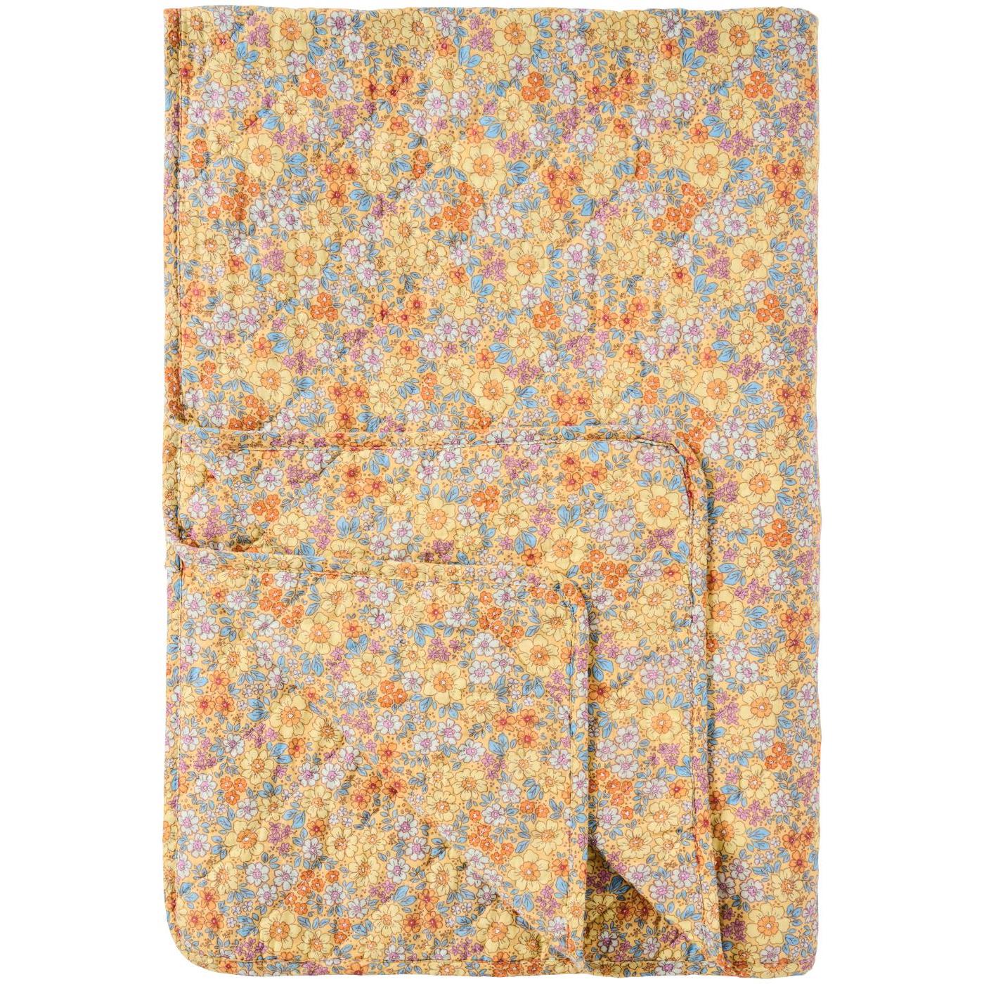 Puuvillatäkki Keltaiset, oranssit ja siniset pikkukukat 130 x 180 cm