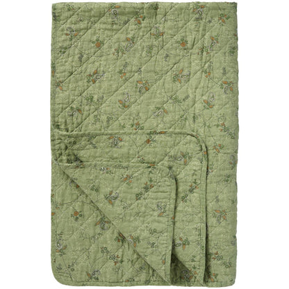 Puuvillatäkki salvianvihreä pienet paisley kukat 130 x 180 cm