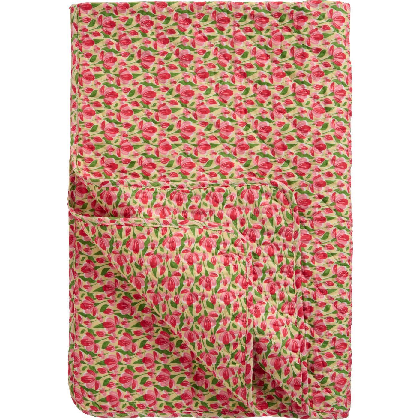 Puuvillatäkki Pinkit ja punaiset kukat 130 x 180 cm