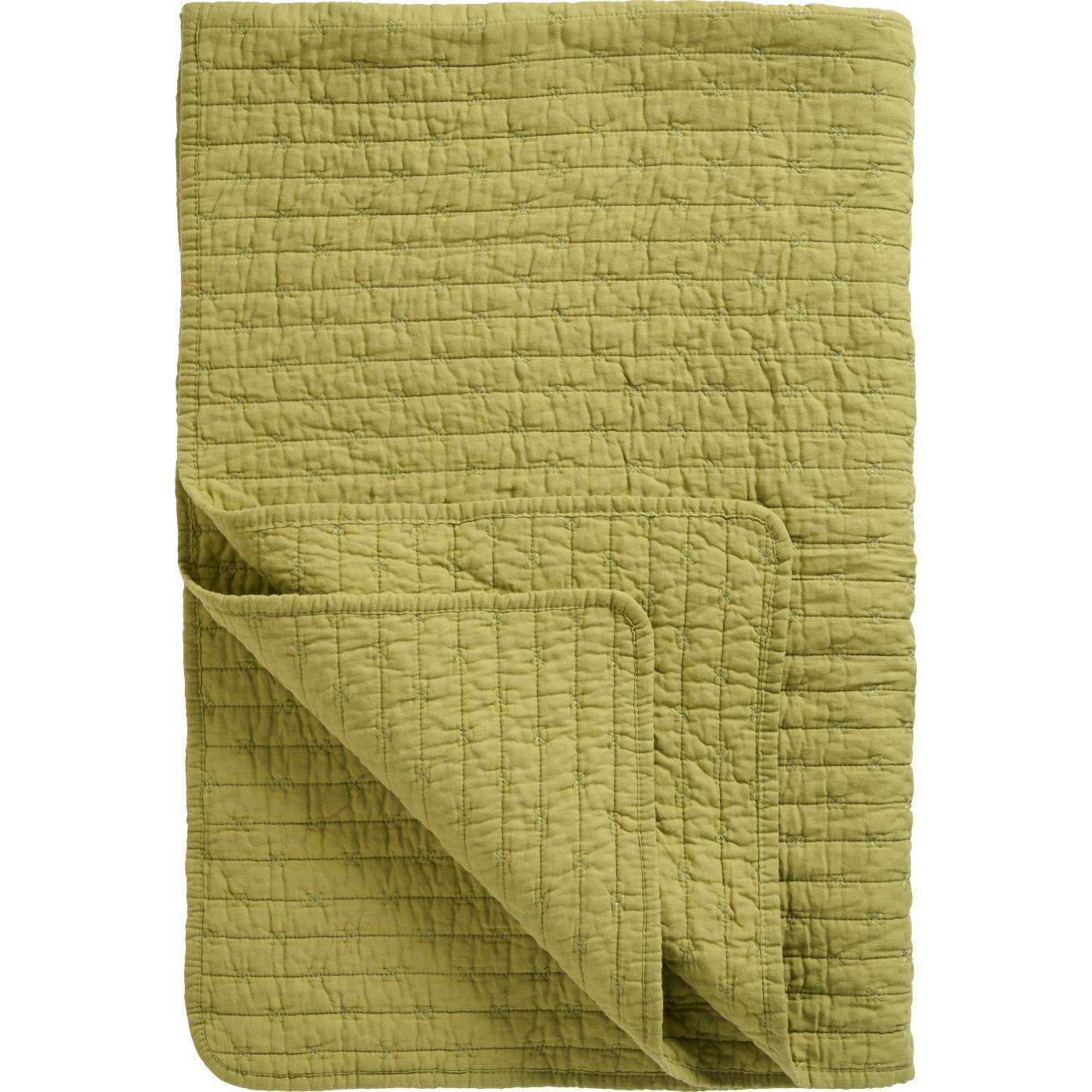 Puuvillatäkki Vihreä - Herbal Green rasti-tikkaus 130 x 180 cm