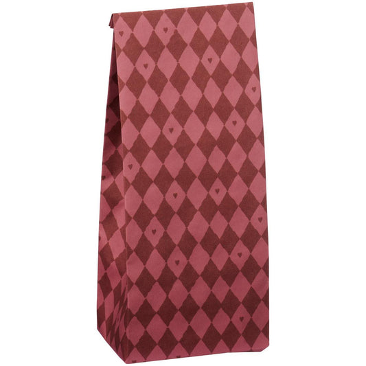 Paperipussi Harlekiini-ruutu tummanpunainen Koko: S (9 x 22,5 cm) 10 kpl