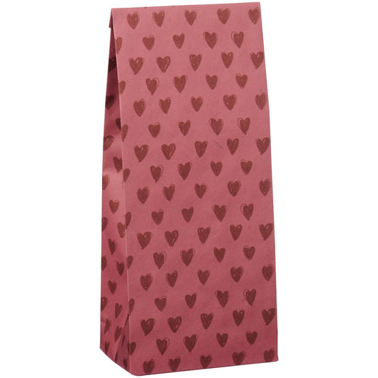Paperipussi Sydämet tummanpunainen Koko: M (12 x 30,5 cm) 10 kpl