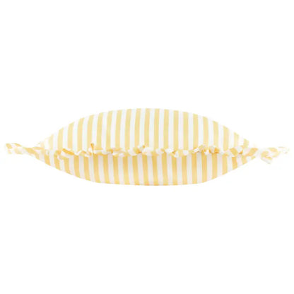 Tyynynpäällinen joka sopii ulkokäyttöön Röyhelo raita keltainen 50 x 50 cm