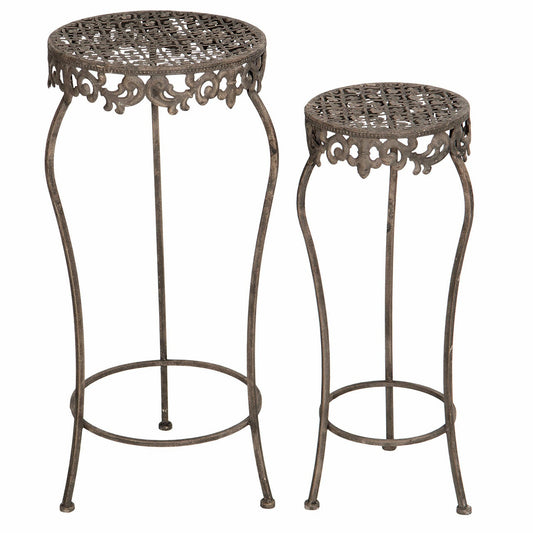 Metallinen kukkapöytä / sivupöytä pyöreä Lace 2 kpl