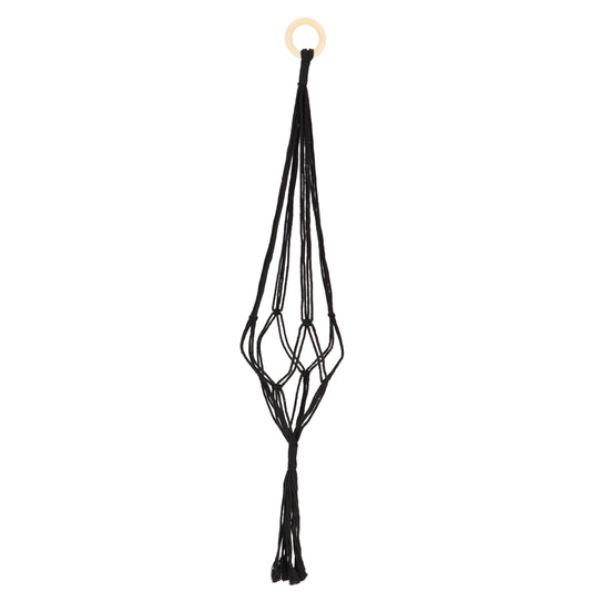 Macrame amppeli musta, korkeus 71 cm