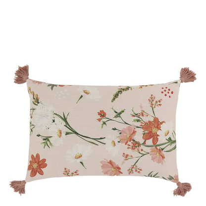 Tyynynpäällinen tupsut Kukat persikanvärisellä pohjalla 60 x 40 cm
