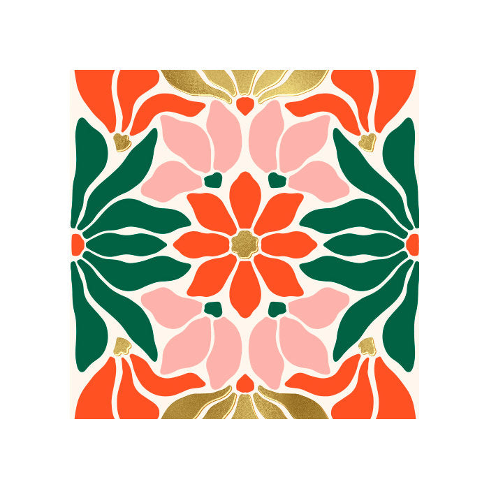 Värikkäät kukat pieni kaksiosainen kortti 7.5 x 7.5 cm