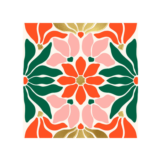 Värikkäät kukat pieni kaksiosainen kortti 7.5 x 7.5 cm