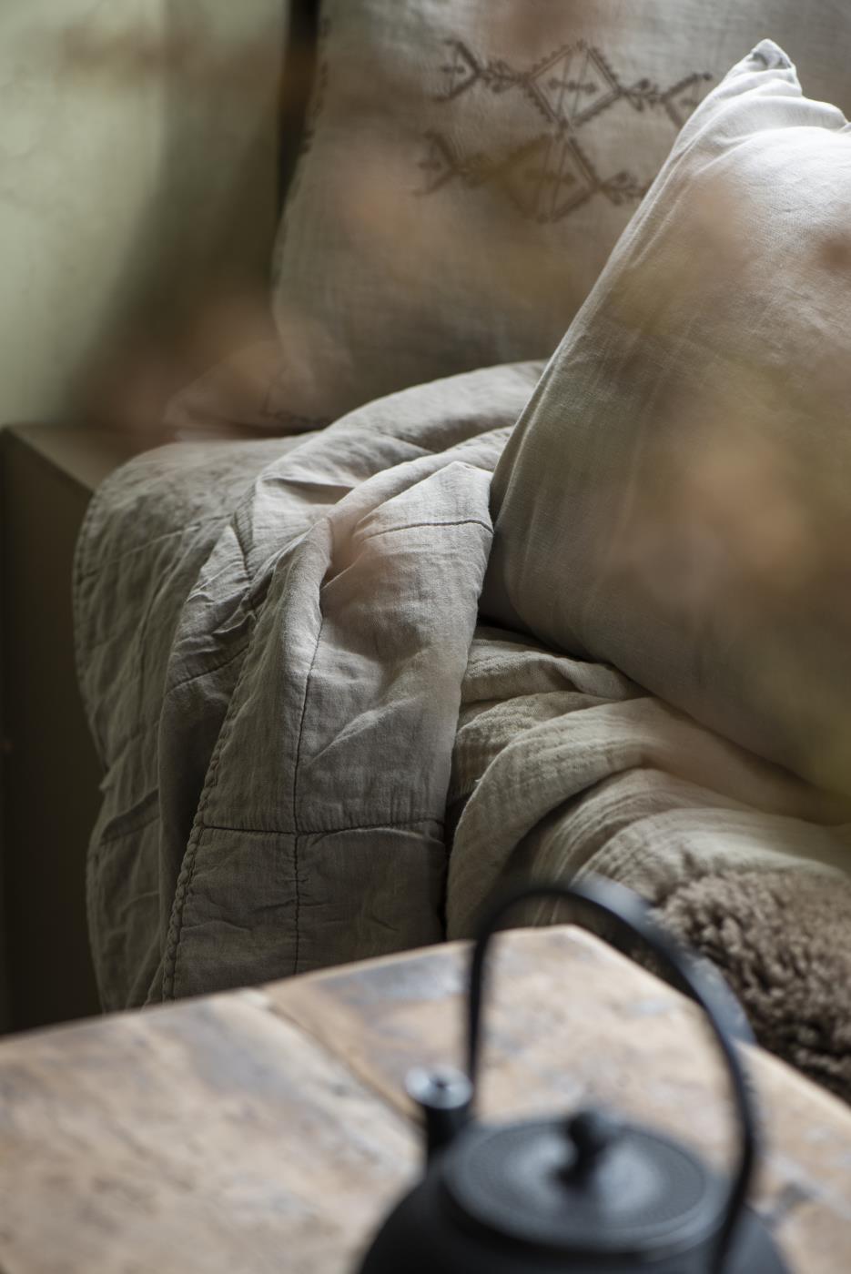 Torkkupeitto - Vintage quilt kivipesty 130 x 180 cm Vaalea beige - Linen