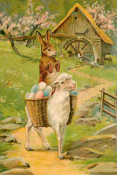 Postikortit peltirasiassa Pääsiäiskukat ja -eläimet - Vintage Easter 20 kpl