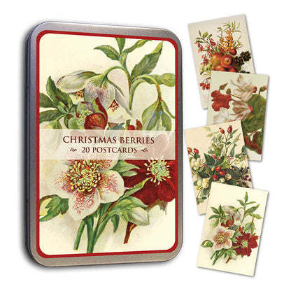 Postikortit peltirasiassa Jouluiset kukat ja marjat - Christmas Berries 20 kpl