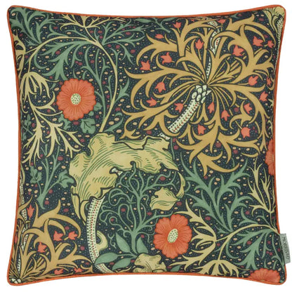 Tyynynpäällinen joka sopii ulkokäyttöön William Morris Seaweed Indigo 50 x 50 cm