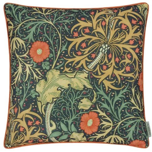 Tyynynpäällinen joka sopii ulkokäyttöön William Morris Seaweed Indigo 50 x 50 cm